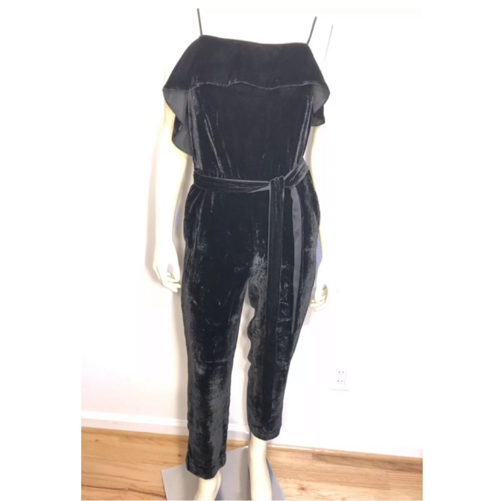 Banana Republic Black Velvet Cropped Jumpsuit - Picture 2 of 8